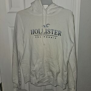 Hollister White Hoodie with Blue Logo